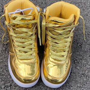 Gold High-Top Kids Sneakers